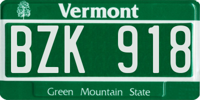 VT license plate BZK918
