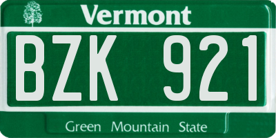 VT license plate BZK921