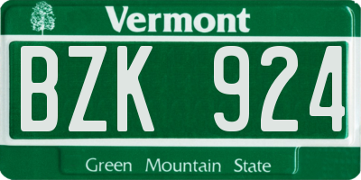 VT license plate BZK924