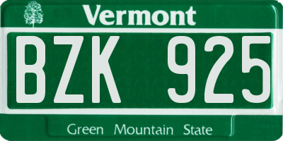 VT license plate BZK925