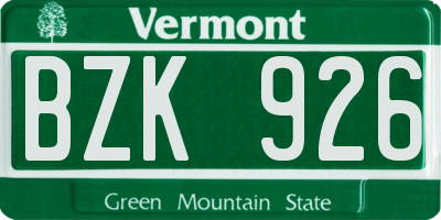 VT license plate BZK926