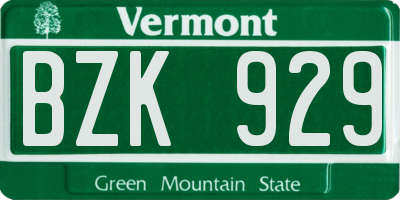 VT license plate BZK929