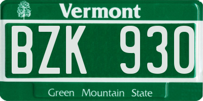 VT license plate BZK930