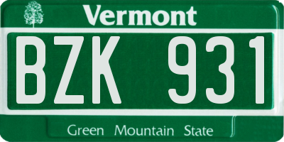 VT license plate BZK931