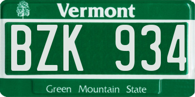 VT license plate BZK934