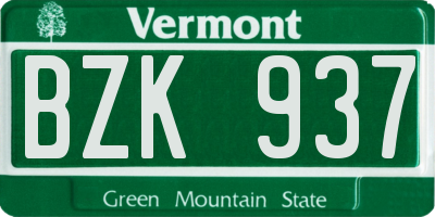 VT license plate BZK937