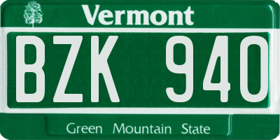 VT license plate BZK940