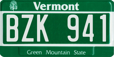 VT license plate BZK941