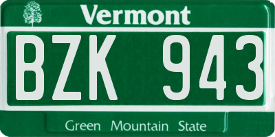 VT license plate BZK943