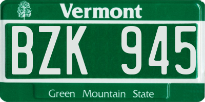 VT license plate BZK945