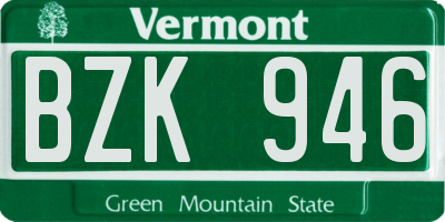 VT license plate BZK946