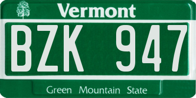 VT license plate BZK947