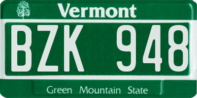 VT license plate BZK948