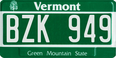 VT license plate BZK949