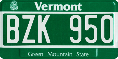 VT license plate BZK950