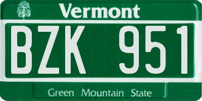 VT license plate BZK951