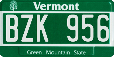 VT license plate BZK956