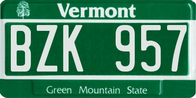 VT license plate BZK957