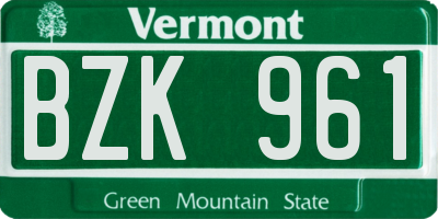 VT license plate BZK961