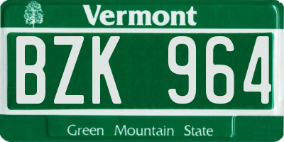 VT license plate BZK964