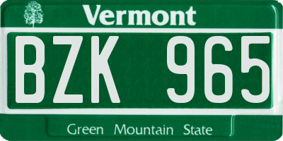 VT license plate BZK965