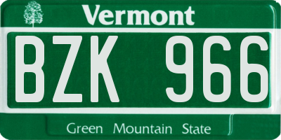 VT license plate BZK966