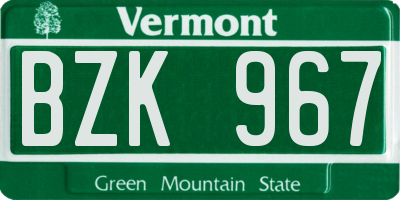 VT license plate BZK967