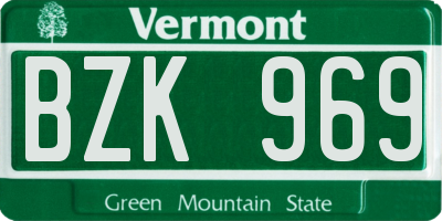 VT license plate BZK969