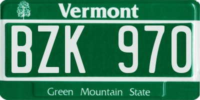 VT license plate BZK970