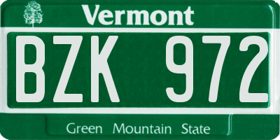 VT license plate BZK972