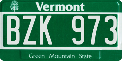 VT license plate BZK973