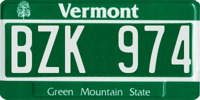 VT license plate BZK974