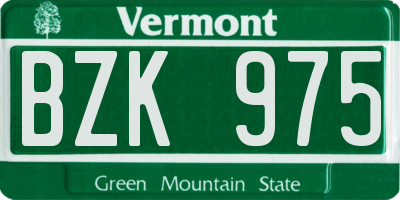 VT license plate BZK975