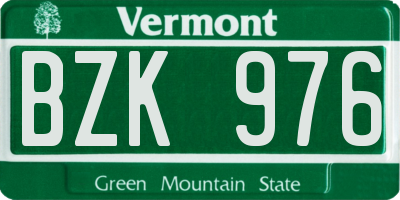 VT license plate BZK976