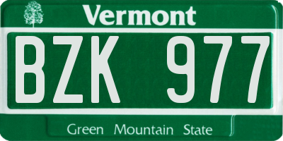 VT license plate BZK977