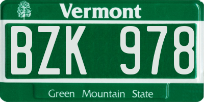 VT license plate BZK978