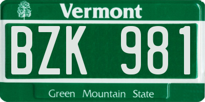 VT license plate BZK981