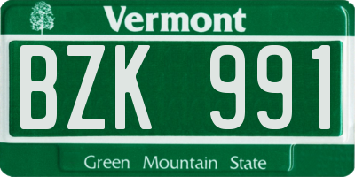 VT license plate BZK991