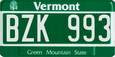 VT license plate BZK993