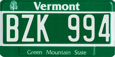 VT license plate BZK994