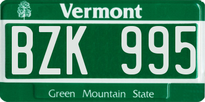 VT license plate BZK995