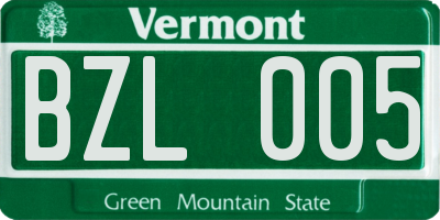 VT license plate BZL005