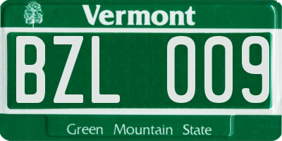 VT license plate BZL009