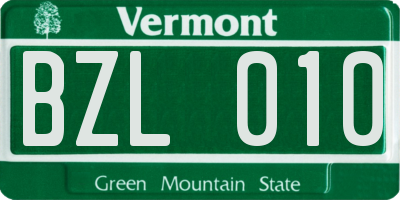 VT license plate BZL010