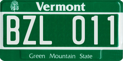 VT license plate BZL011