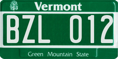 VT license plate BZL012