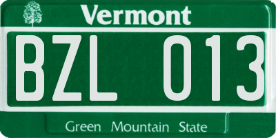 VT license plate BZL013