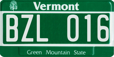 VT license plate BZL016