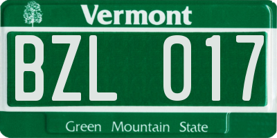 VT license plate BZL017