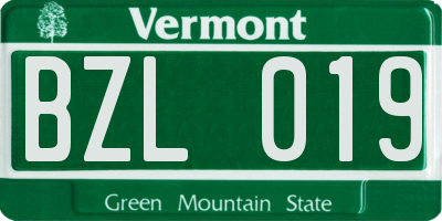 VT license plate BZL019